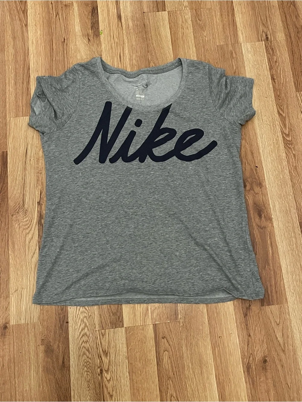 Nike Women's Gray Tee with Navy Script Logo